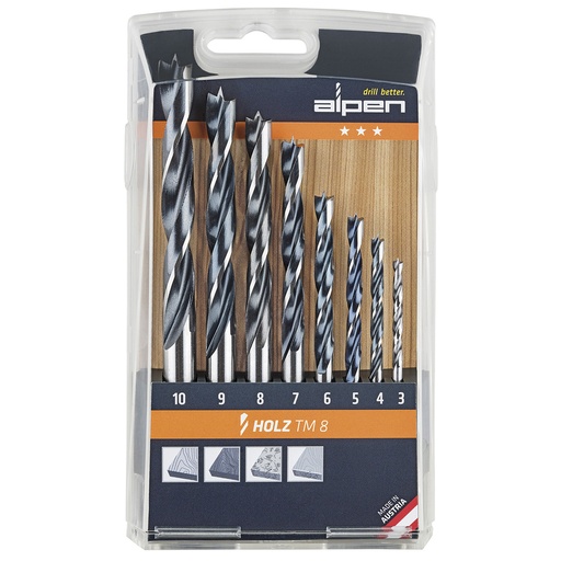 [9084020] Estuche Brocas Alpen Madera   8 Piezas