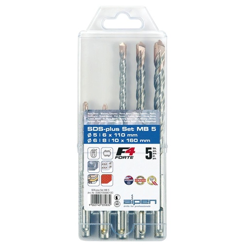 [9084050] Estuche Brocas Alpen Sds Plus 5 Piezas