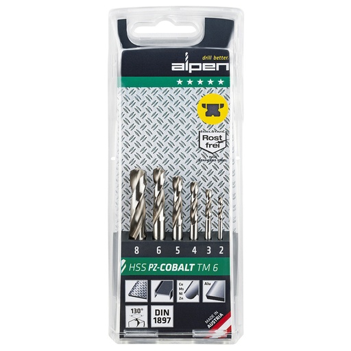[9084065] Estuche Brocas Alpen Cobalto Nirosta  6 Piezas