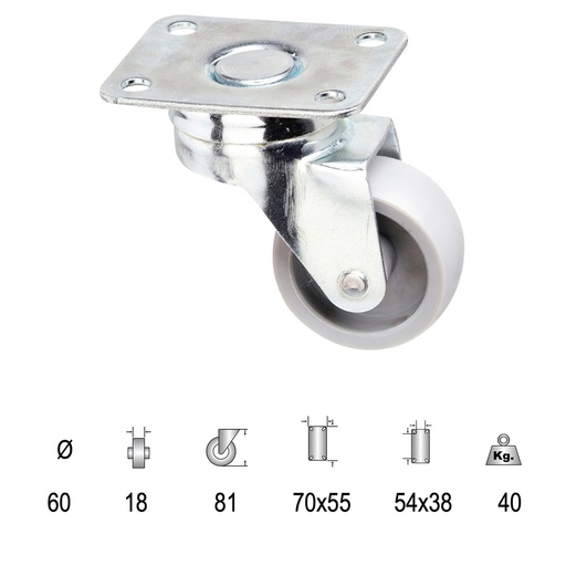 [11110038] Rueda Polyamida Placa   60 mm.
