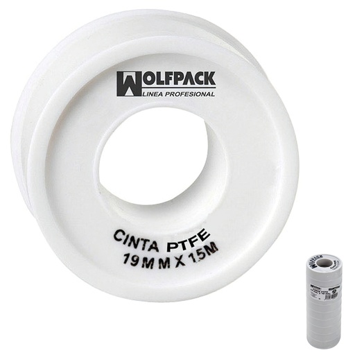 [14060012] Cinta PTFE Wolfpack  19 mm. x 15 m. (Paquete de 10 Rollos)