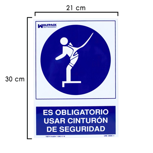 [15050505] Cartel Uso Obligatorio Cinturon Seguridad 30x21 cm.