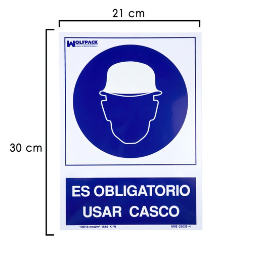 [15050540] Cartel Obligatorio Usar Casco 30x21 cm.