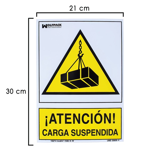 [15050545] Cartel Peligro Carga Suspendida 30x21 cm.