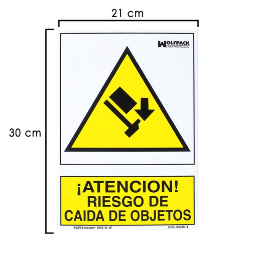[15050555] Cartel Riesgo Caida De Objetos 30x21 cm.