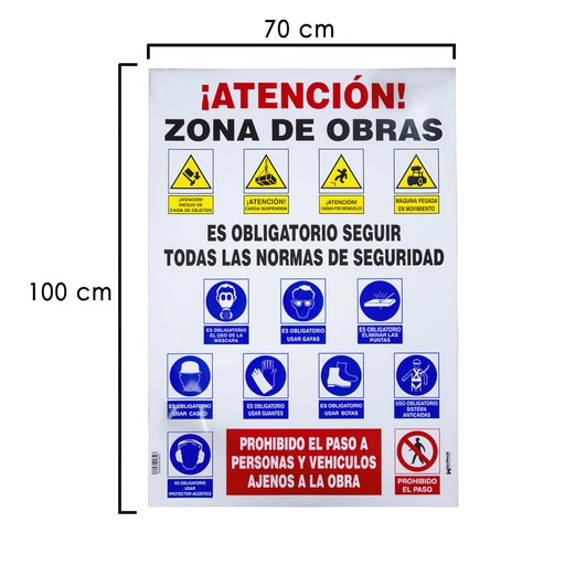 [15050700] Cartel Combinado Normas Obra  100x70 cm.