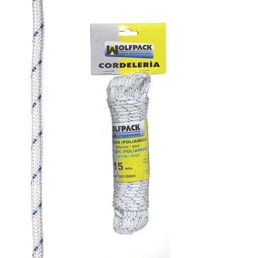 [16010065] Cuerda Nylon Alta Tenacidad Blanca / Azul (Madeja 15 m.)