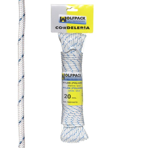 [16010070] Cuerda Nylon Alta Tenacidad Blanca / Azul (Madeja 20 m.)