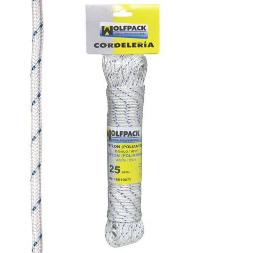 [16010075] Cuerda Nylon Alta Tenacidad Blanca / Azul (Madeja 25 m.)