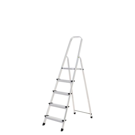 [23010003] Oryx Escalera Aluminio 5 Peldaños Plegable, Uso doméstico, Antideslizante, Ligera y Resistente