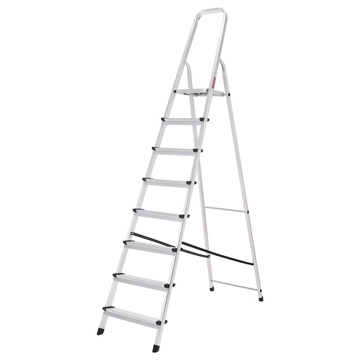 [23010010] Oryx Escalera Aluminio 8 Peldaños Plegable, Uso doméstico, Antideslizante, Ligera y Resistente