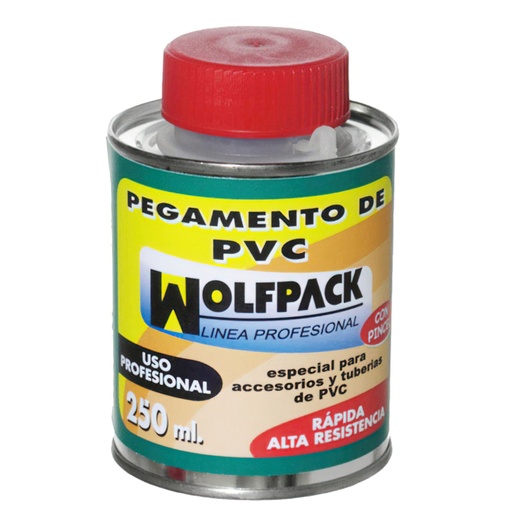 [14020165] Pegamento PVC  Wolfpack  Con Pincel   250 ml.