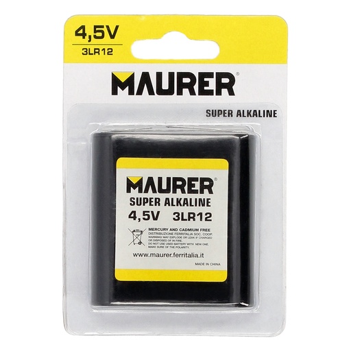 [19040130] Pila Maurer Alcalina 3LR12 / Petaca (Blister 1 Pieza)