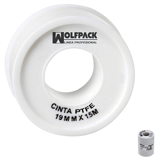 [14060013] Cinta PTFE Wolfpack 19 mm. x 50 m. Grueso. (Paquete de 5 Rollos)