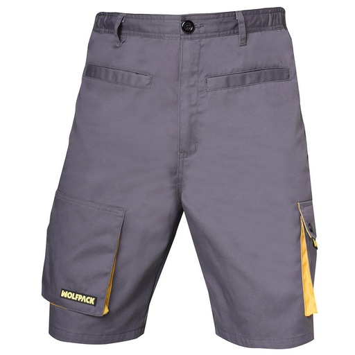 [15017130] Pantalones Cortos DeTrabajo, Multibolsillos, Resistentes, Gris/Amarillo Talla 54/56 XXL
