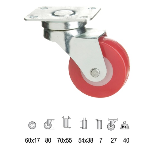 [11112380] Rueda Poliuretano Placa 60 mm.