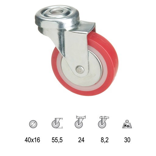 [11112390] Rueda Poliuretano Pasante 40 mm.