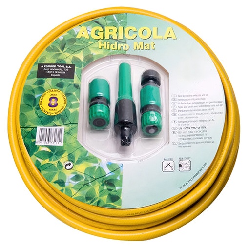 [8070900] Manguera Jardin Hidro Mat Ø 15 mm. - 5/8" Rollo 15 Metros Con  Accesorios