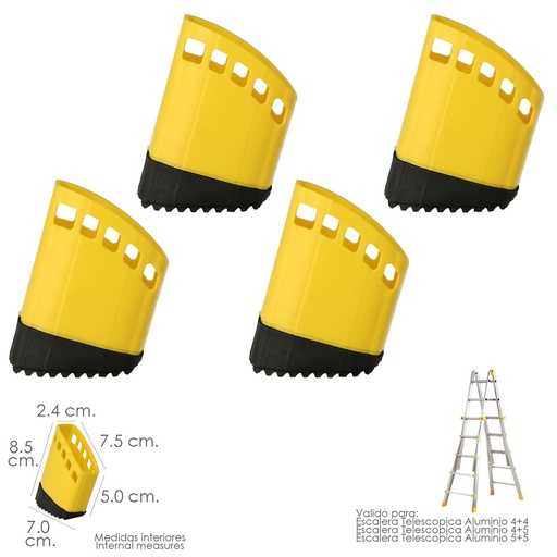 [23020480] Contera Escalera Telescópica Aluminio Juego 4 Piezas