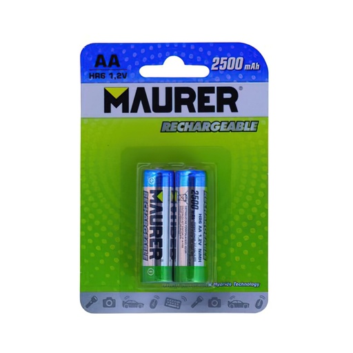 [19040200] Pila Maurer Recargable HR-6 / AA (Blister 2 Piezas)