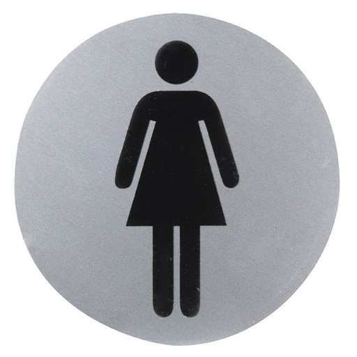 [15050935] Cartel Aluminio Baño Mujer Ø12 cm.