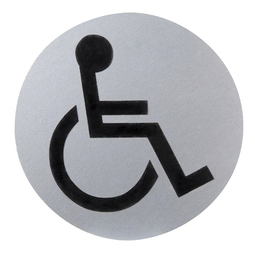 [15050945] Cartel Aluminio Baño Minusvalidos Ø12 cm.