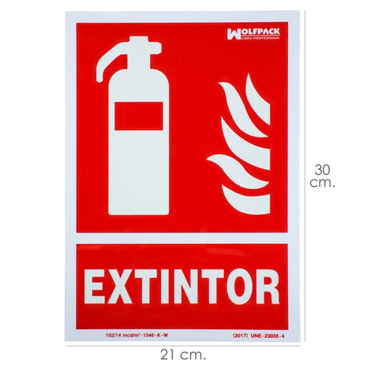[15051200] Cartel / Señal Fluorescente Extintor 30x21 cm.