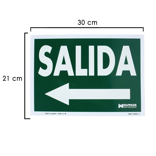 [15051225] Cartel / Señal Fluorescente Salida A Izquierda 21x30 cm.