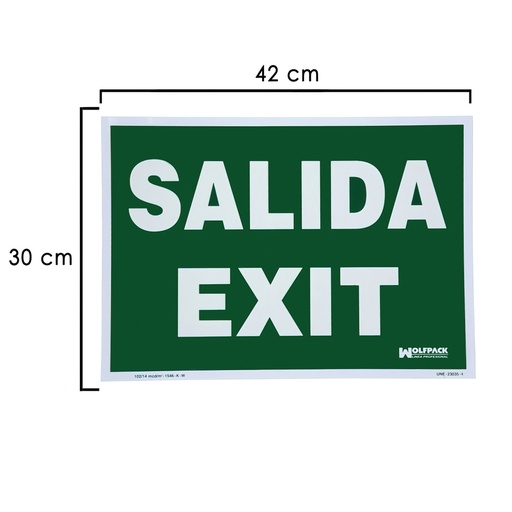 [15051250] Cartel / Señal Fluorescente Salida Exit 30x42 cm.