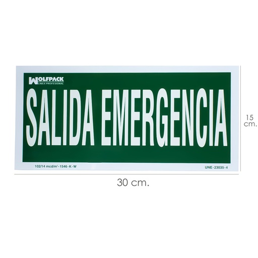 [15051255] Cartel Salida De Emergencia 15x30 cm.
