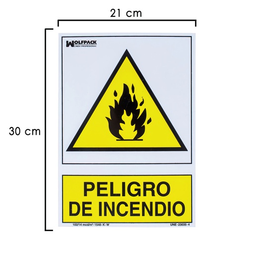 [15051260] Cartel Peligro De Incendio 30x21 cm.