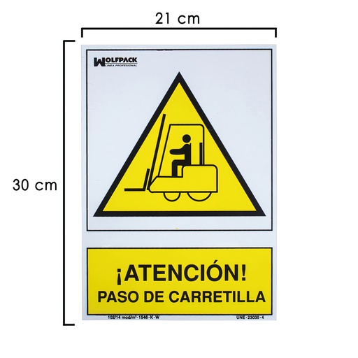 [15051265] Cartel Atencion Paso Carretilla 30x21 cm.