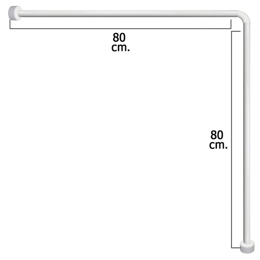[4042200] Barra Para  Cortina Ducha Universal Aluminio Blanco 80x80 cm.