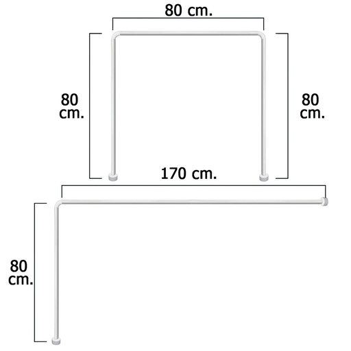 [4042202] Barra Para  Cortina Ducha Universal Aluminio Blanco 80 x 170 cm.