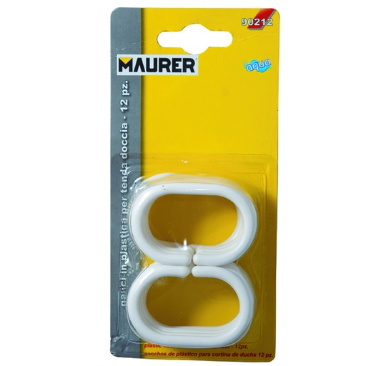 [4042360] Juego Ganchos Plastico Cortina Baño (Blister 12 Piezas)