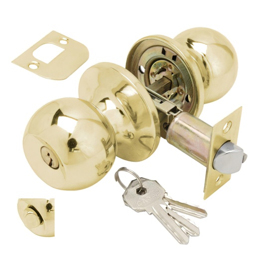 [3030530] Pomo Puerta Wolfpack Con Llave Con Condena Latonado Para Entrada