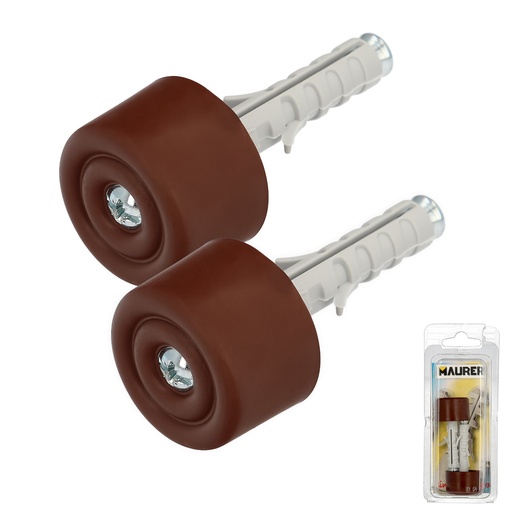 [13141305] Tope Puerta Con Taco Nylon Marron  (Blister 2 Piezas)