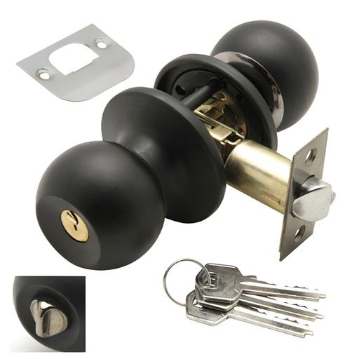 [3030560] Pomo Puerta Wolfpack Con Llave Con Condena Negro Para Entrada