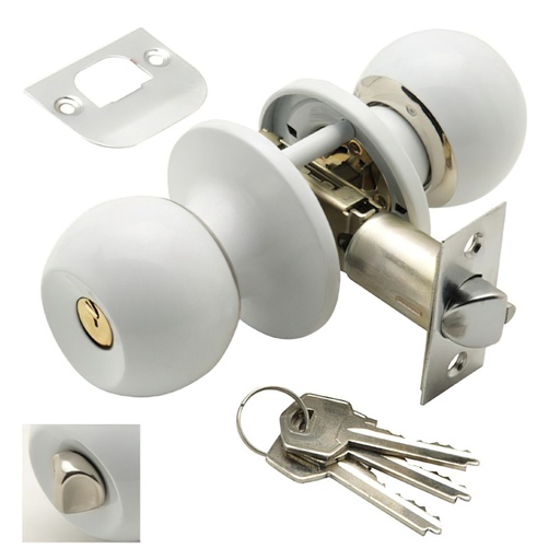 [3030590] Pomo Puerta Wolfpack Con Llave Con Condena Blanco Para Entrada