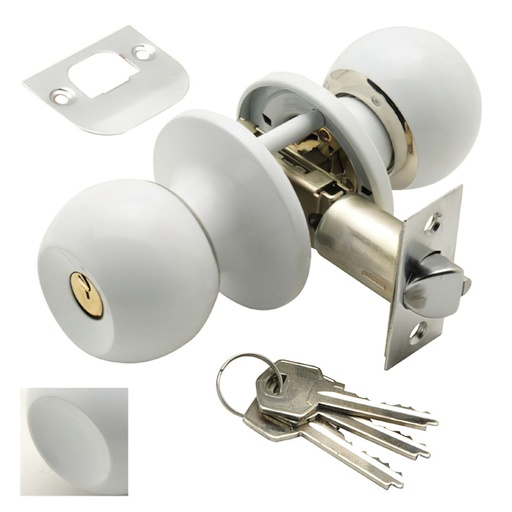 [3030605] Pomo Puerta Wolfpack Con Llave Blanco