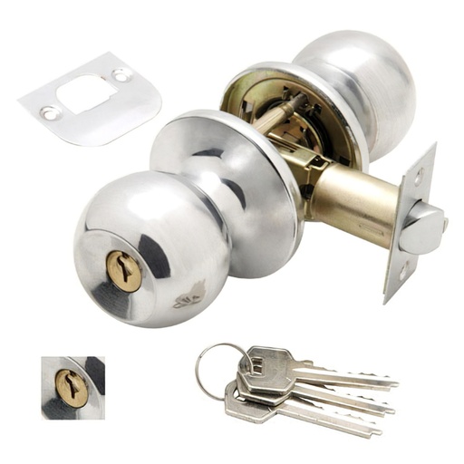 [3030520] Pomo Puerta Wolfpack Con Llave Ambos Lados Cromado