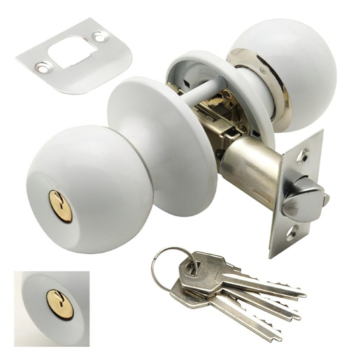 [3030610] Pomo Puerta Wolfpack Con Llave Ambos Lados Blanco