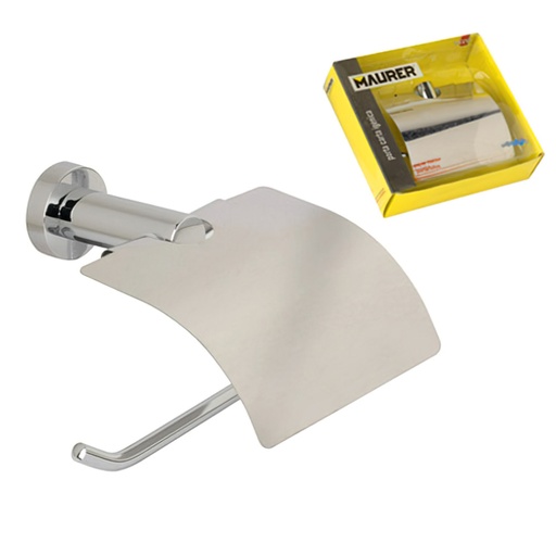 [5421120] Portarrollos Maurer II Con Tapa Inoxidable 16x22 cm.