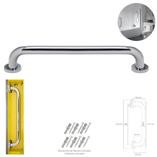 [4021012] Agarre Ducha Maurer Cromo Brillo Ø 32 mm. Longitud 50 cm.