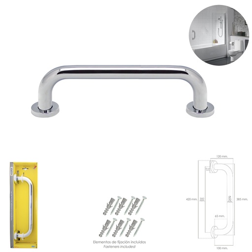 [4021011] Agarre Ducha Maurer Cromo Brillo Ø 32 mm. Longitud 40 cm.