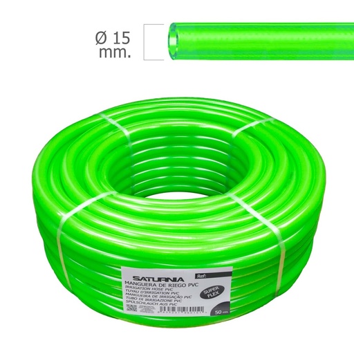 [8071120] Saturnia Tubo Manguera Latflex Reforzado, Diámetro 15 mm,  Rollo 50 Metros