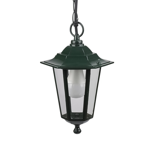 [8193065] Farol Jardín Hexagonal Verde Suspendido