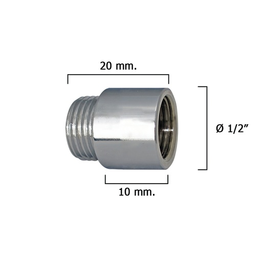 [4020053] Alargadera Redonda Cromo  1/2" x 10