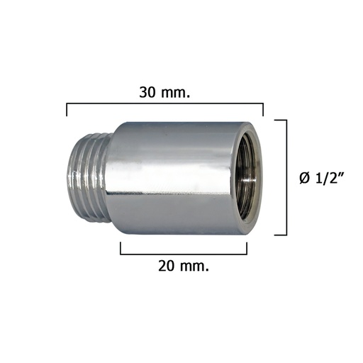 [4020054] Alargadera Redonda Cromo  1/2" x 20