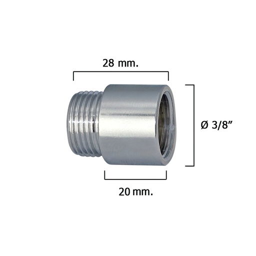 [4020055] Alargadera Redonda Cromo  3/8" x 20
